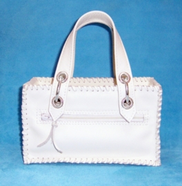 ZAKIYA off white leren handtas met koeienhuid