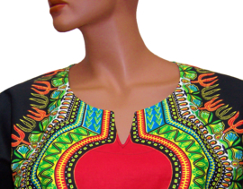 Afrikaans dashiki shirt ZWART-ROOD | african wax print | unisex