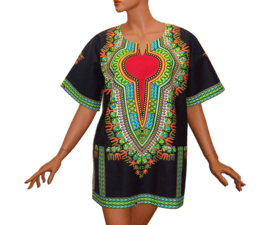 Afrikaans dashiki shirt ZWART-ROOD | african wax print | unisex