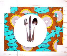 Afrikaanse PLACEMATS Sunflower | set van 2 | african wax print  | 32,5 x 45 cm | 100% katoen Ankara stof
