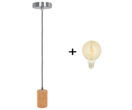 Retro HANGLAMP kurk | compleet met LED lamp | E27