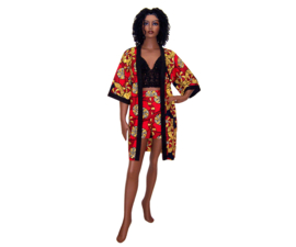 African KIMONO JACKET + SHORTS set FANS | afrikaanse wax print | L