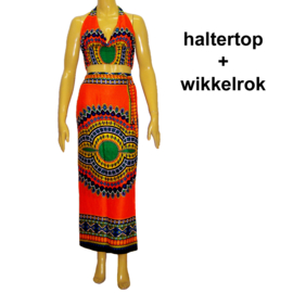 African Gypsy haltertop DONKERGEEL | topje met straps