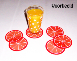 Fruitige onderzetters voor glazen en bekers | rood | set van 8 stuks