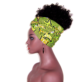 Afrikaanse hoofddoek - headwrap KESSIE | African Super-Wax 100% katoen - 180 x 56 cm