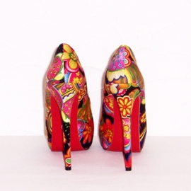 Flower Power pumps | hippie bloemenprint | maat 38 zwart (#3)