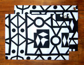 Afrikaanse PLACEMATS Samakaka zwart-wit | set van 2 | african wax print  | 32,5 x 45 cm | 100% katoen
