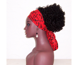 Sjaaltje LEOPARD RED | afrikaans haarbandje | polyester 103 x 20 cm