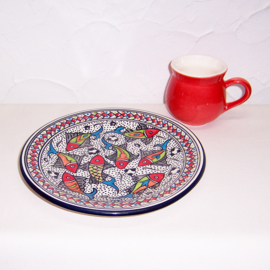 Lunchset Riahi Rood van Dishes & Deco | Mok + Lunchbord Ø 24 cm | handbeschilderd aardewerk