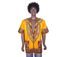Dashiki vest/shirt met rits YELLOW GOLD Vlisco ANGELINA