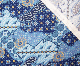 Java print hoofddoek - headwrap BLUE | Hollandais Batik 100% katoen - 150 x 47 cm