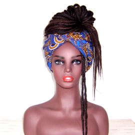 Afrikaanse hoofddoek - headwrap KALI | African wax print 100% katoen - 180 x 56 cm