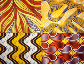 Afrikaanse quiltstoffen | 4 Fat Quarters African Wax Print | bundel YELLOW