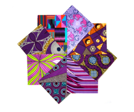 Afrikaanse quiltstoffen | 8 Fat Quarters African Wax Print | bundel PURPLE