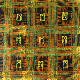 004 GHANA batik stof ADINKRA GREEN - cotton | handgemaakt