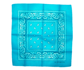 PAISLEY BANDANA turquoise 55x55 cm hoofddoek / zakdoek