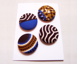 Afrikaanse knopen BADU | stofknopen met african wax print | diameter 2,9 cm / 4 stuks