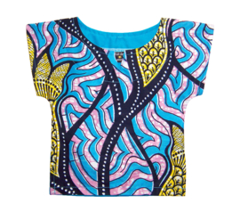 Dashiki set BABY BOY AQUA | shirt + luierbroekje | Vlisco Super-Wax | maat 62/68 = 3-6 maanden