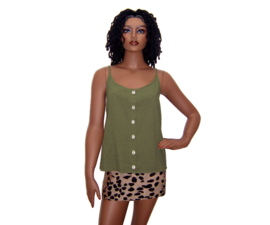 COWRIE TOP met  schelpen GROEN | Afrikaans, Hippie Ibiza | L-XL-XXL