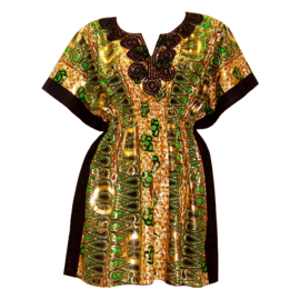 Afrikaanse dashiki jurk SONIA | kaftan-jurkje met gouden opdruk