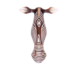 50 cm Houten ZEBRA masker ZULA - Afrikaans dierenmasker