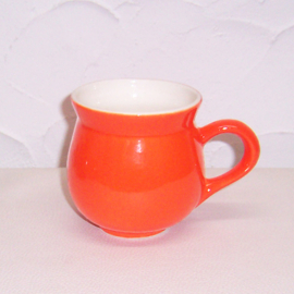 3 Mokken / Koffiekruikjes | Oranje, Rood & Bruin van Dishes & Deco | handgemaakt aardewerk