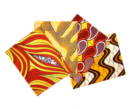 Afrikaanse quiltstoffen | 4 Fat Quarters African Wax Print | bundel YELLOW