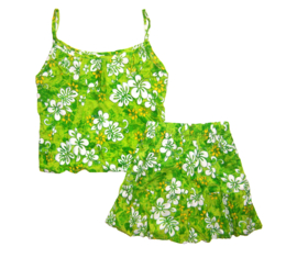BATIK setje Green | rokje + topje met bloemenprint | maat 4 = voor kleuter van 4-5 jaar
