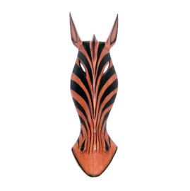 50 cm Set houten maskers ZEBRA + GIRAFFE bruin - dierenmaskers