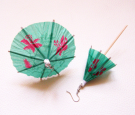 Oorbellen cocktail parapluutjes / parasol prikkers | GROEN