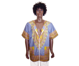 Dashiki vest/shirt met witte rits LILA Vlisco ANGELINA | unisex
