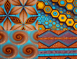 Afrikaanse quiltstoffen | 4 Fat Quarters African Wax Print | bundel LIGHT BLUE