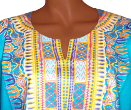 Afrikaans dashiki shirt  TURQUOISE | Vlisco ANGELINA | unisex