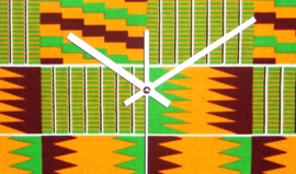 KENTE afrikaanse wandklok | klok met African Kente Print | Ø 34 cm