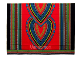 Dashiki stof HEART ROOD | african print | 100% katoen | coupon 180 x 110 cm