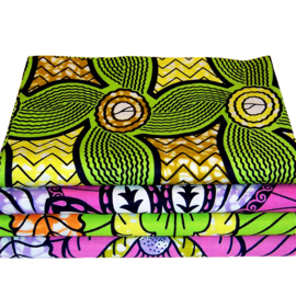 Afrikaanse quiltstoffen | 4 Fat Quarters African Super-Wax (extra soft) | bundel GREEN & PINK