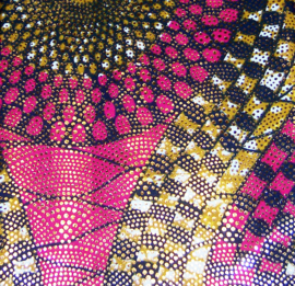 255 Afrikaanse stof | African Wax Print Osikani met gouden opdruk - 100% cotton | prijs / yard