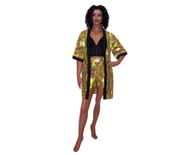 African KIMONO JACKET + SHORTS set RAZI | afrikaanse wax print | M