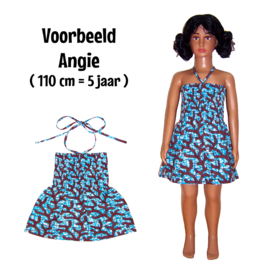 Prinsessenjurk FLOWERS | Vlisco Wax Block print | halterjurkje kleuter maat M = 4-5 jr