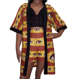 African KIMONO JACKET + SHORTS set EYES | afrikaanse wax print | M