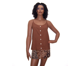 COWRIE TOP met  schelpen BRUIN | Afrikaans, Hippie Ibiza | L-XL-XXL