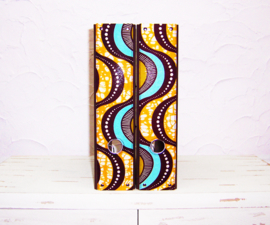 Ordners BRUIN met  afrikaanse wax print | 8 cm breed | set van 2