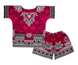 African dashiki set RUBY | shirt + short | unisex | kleuter | maat M = 4-6 jaar