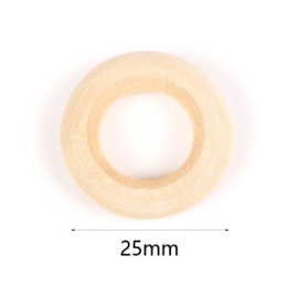 Blank houten ringen 25 mm | voor sieraden en macramé | 5 stuks