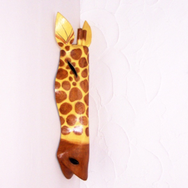 50 cm Set houten maskers ZEBRA + GIRAFFE geel - dierenmaskers