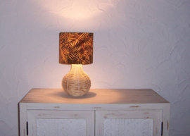 Tafellamp BATIK LEAVES | rotan boho sfeerlampje / slaapkamer lampje | 32 cm