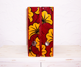 Ordners DONKERROOD met afrikaanse wax print | 8 cm breed | set van 2
