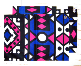 Afrikaanse PLACEMATS Samakaka blauw-roze | set van 2 | african wax print  | 32,5 x 45 cm | katoen