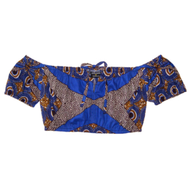 Afrikaans setje BADU = wikkelrok + off-shoulder crop top | maat S/M