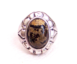 RING BRUIN #3 tibetaans zilver met bruine steen | verstelbaar